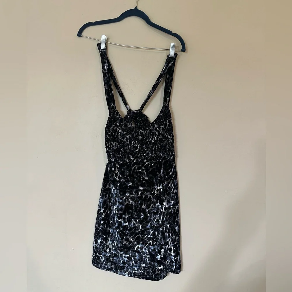 Free people‎ Velvet Textured Mini Dress in Black